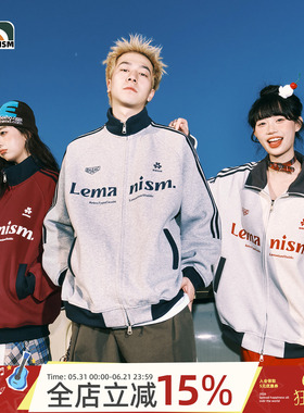lemanism棒球服红色外套男立领春秋情侣款美式运动夹克女卫衣外套