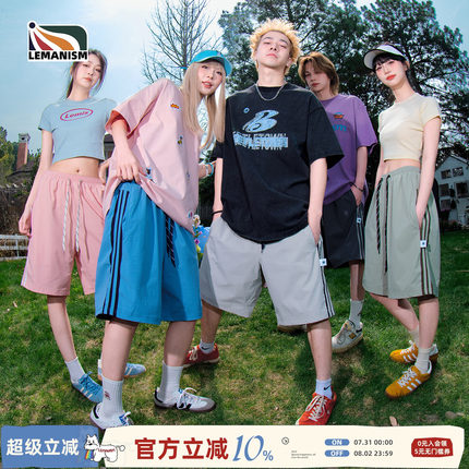 lemanism美式三条杠速干透气休闲短裤男2025夏季情侣款潮牌五分裤