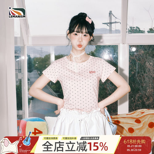lemanism美式潮牌波点短袖T恤女生中性修身正肩体恤2026夏季新款