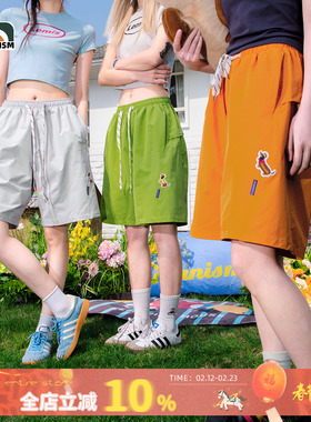 lemanism潮牌纯色腊肠狗短裤男2025夏季五分裤情侣宽松直筒裤子女