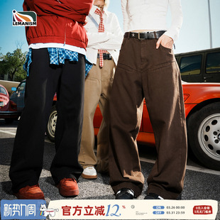 宽松直筒裤 lemanism美式 男2025春秋季 牛仔裤 子 潮流卡其色纯色工装