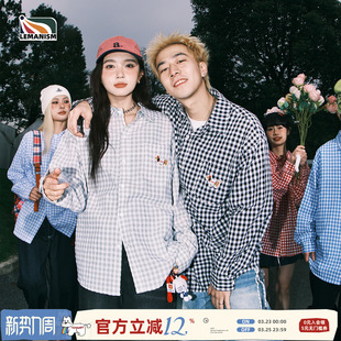 短袖 2025春秋情侣款 寸衣防晒衬衣女 男长袖 lemanism腊肠狗格子衬衫