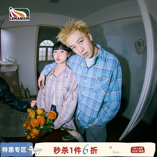 寸衣情侣款 2025春季 衬衣外套 男长袖 lemanism卡通彩虹小狗格子衬衫