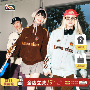 lemanism美式潮牌两条杠开衫毛衣男生情侣款女2026秋冬季新款外套