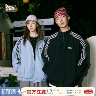 条纹开衫 Lemanism两面穿外套撞色运动立领夹克男春秋季 宽松情侣款