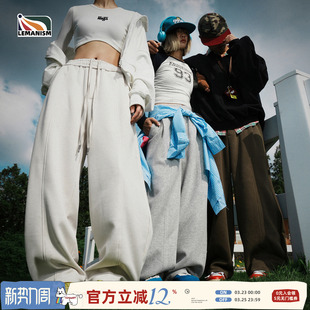 潮流纯色休闲卫裤 直筒裤 男2025春秋季 情侣款 子 新款 lemanism美式