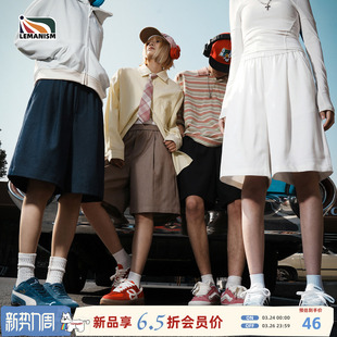 美式 会员6.5折 潮流纯色休闲短裤 男情侣款 lemanism 五分裤 新品