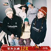 lemanism400g重磅半拉链立领卫衣男黑色春秋情侣款 宽松套头外套女