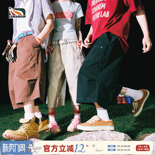 男2026夏季 七分裤 新款 情侣款 女 lemanism美式 休闲短裤 潮流复古工装