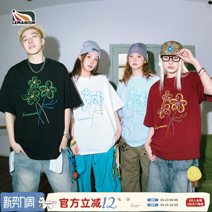 新款 lemanism美式 T恤男2026夏季 短袖 体恤 潮流植物花卉印花情侣款