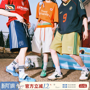 潮流条纹撞色短裤 运动休闲裤 男2026夏季 情侣款 女 新款 lemanism美式