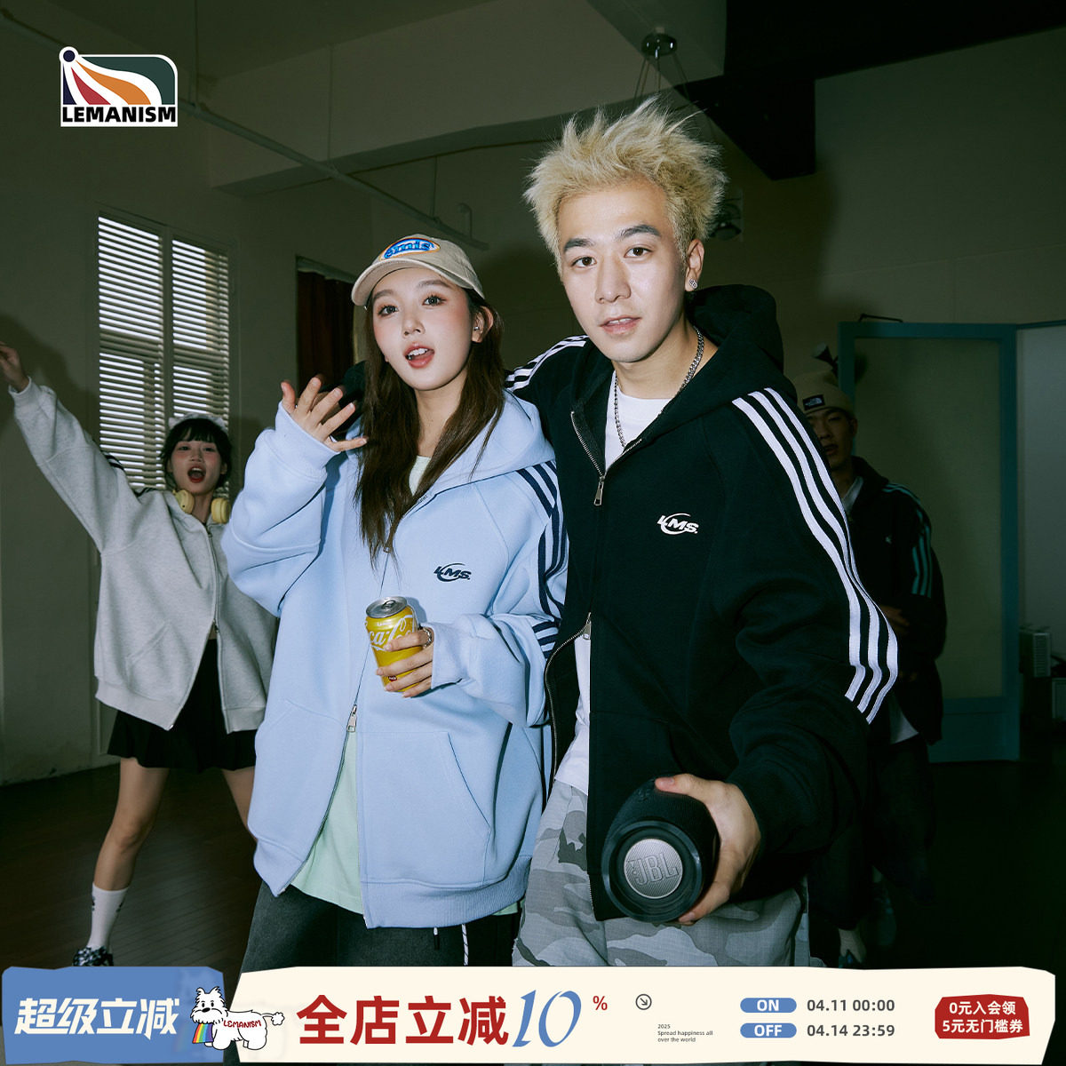 lemanism三条杠开衫连帽拉链卫衣男秋季潮牌情侣外套运动长袖上衣