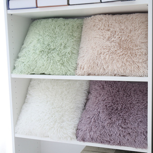 出口PV绒长毛毛沙发抱枕办公室午睡抱枕靠垫靠枕飘窗抱枕套含芯