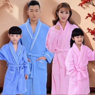 儿童亲子浴袍男女童毛巾料春秋季纯棉睡袍中大童洗澡浴衣吸水速干