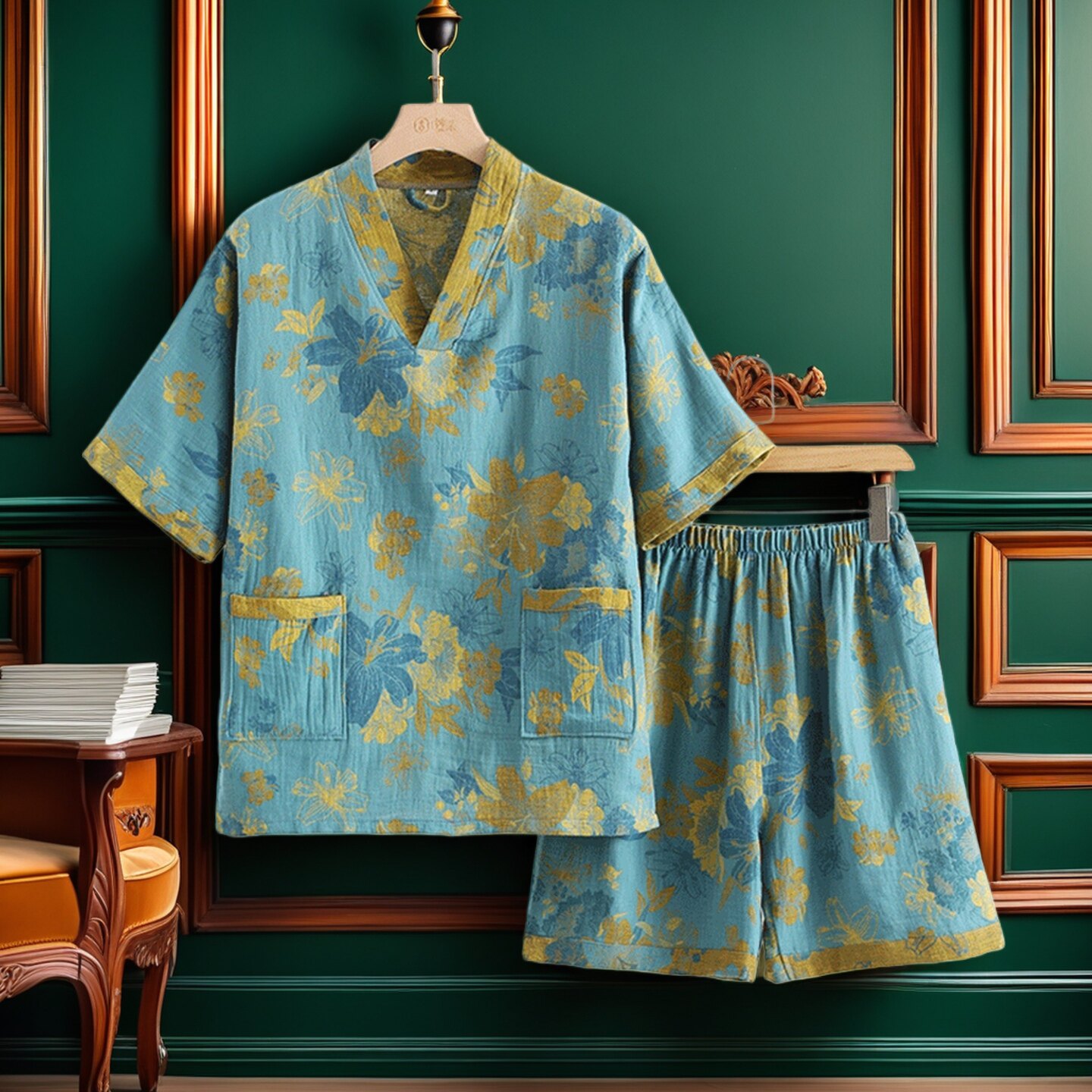 【100棉】汗蒸服纯棉双层纱男女浴服情侣家居温泉洗浴美容桑拿服