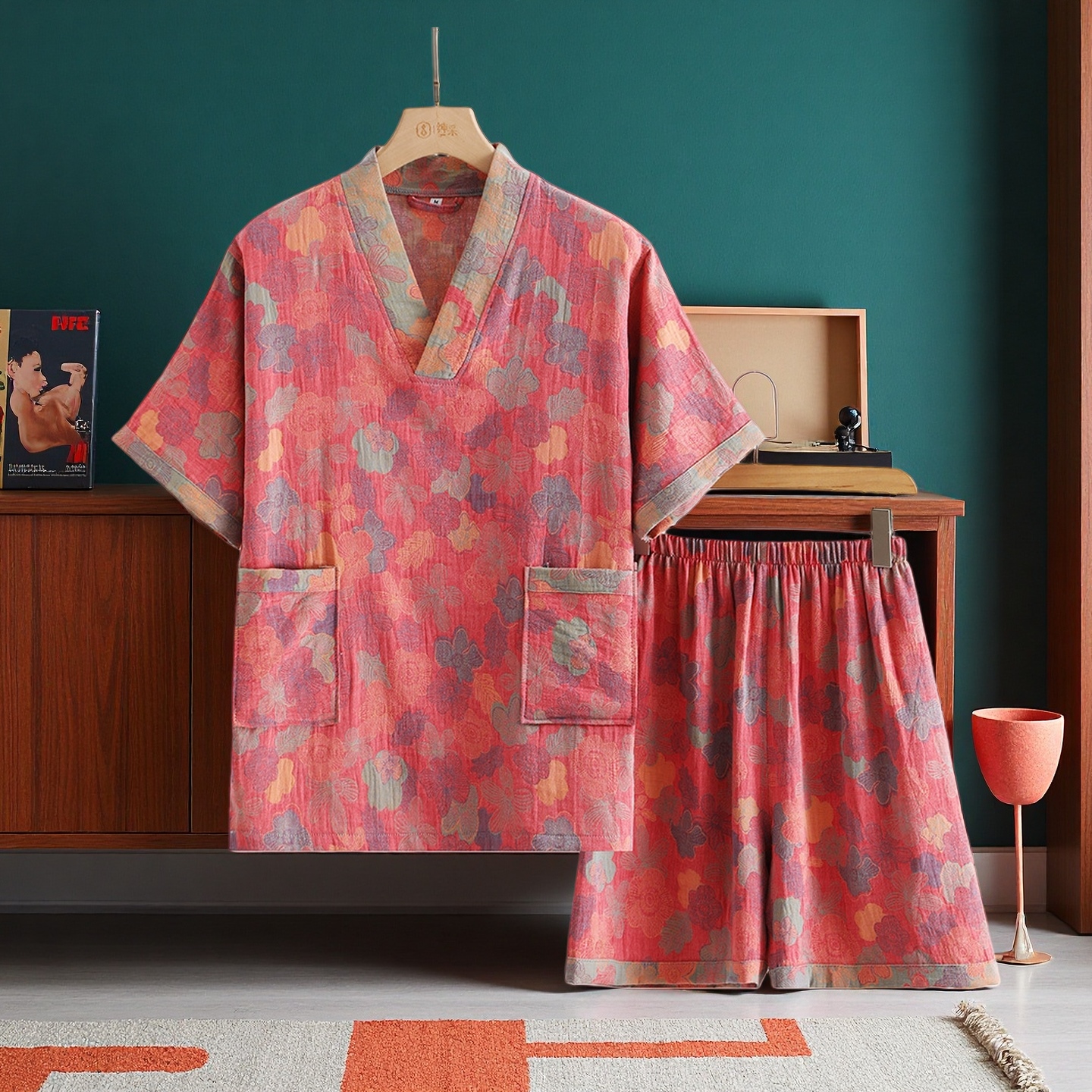 【洗浴汗蒸】汗蒸服纯棉男女双层纱情侣家居温泉浴衣美容睡衣秋冬