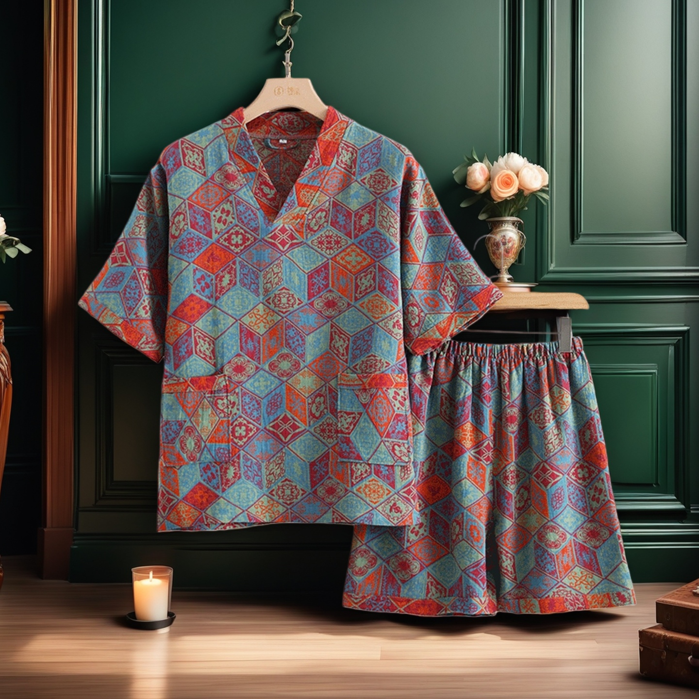 【吸水速干】汗蒸服纯棉男女双层纱情侣家居温泉洗浴美容睡衣秋冬