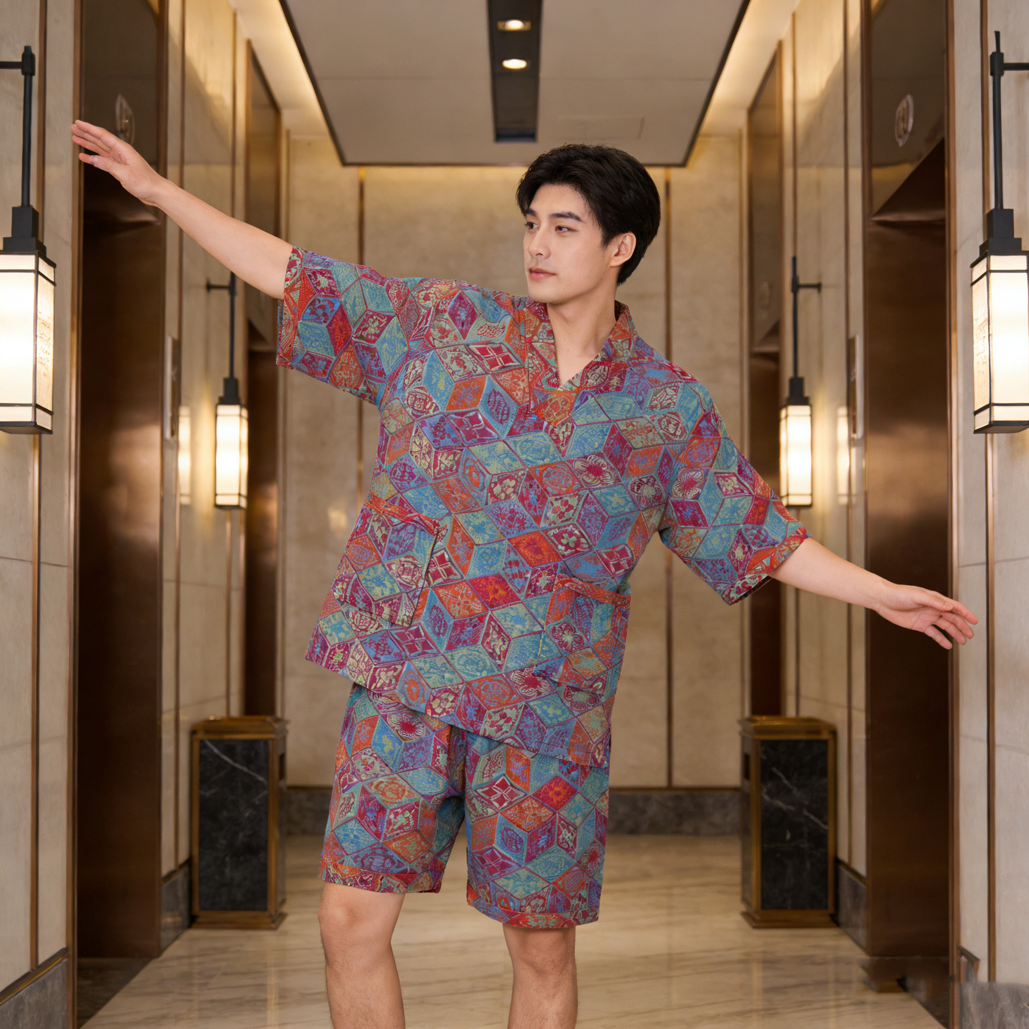 纯棉汗蒸服洗澡秋冬浴袍全棉浴衣日式双层纱情侣款性感纯欲风睡袍