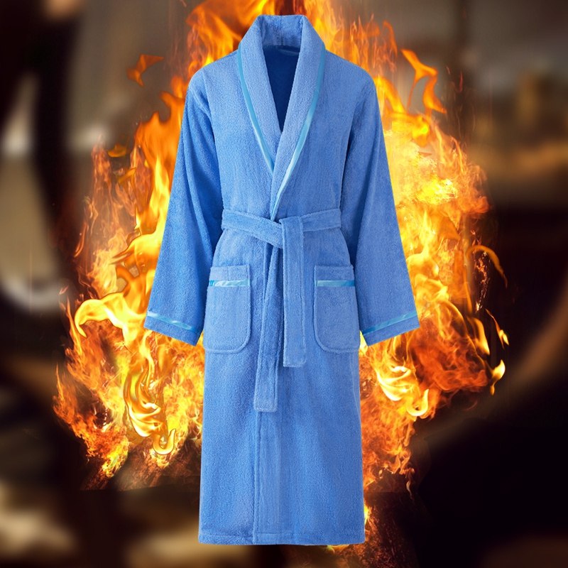 酒店纯棉浴袍吸水速干毛巾料睡袍长款情侣男女春夏季游泳浴衣晨袍