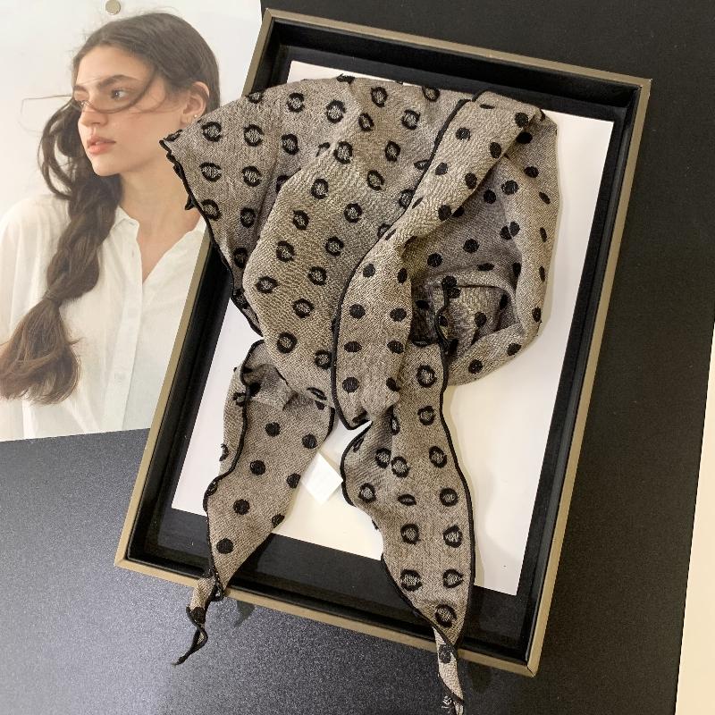 百搭優雅咖卡棉質波點三角巾