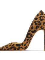 2026 Autumn/Winter new style suede high heels for women, slender heels, fashionable light lipstick soles, versatile pointed-toe professional leopard print single shoes thumbnail 7