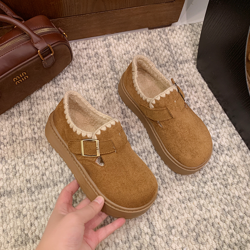 厚底勃肯鞋女一脚蹬懒人棉鞋子