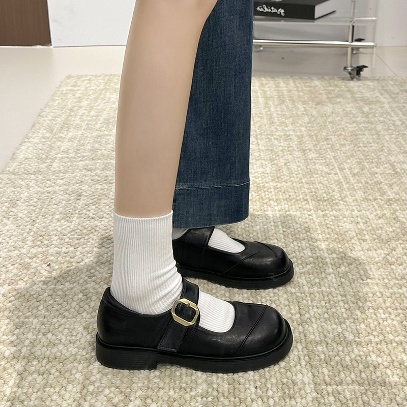 玛丽珍女鞋2025新款春秋学生百搭学院风单鞋黑色小皮鞋平底休闲鞋