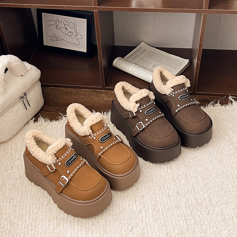 厚底加绒勃肯鞋女毛毛棉鞋雪地靴
