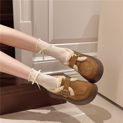 厚底增高勃肯鞋女棉鞋雪地棉乐福