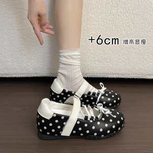 内增高软底配裙子玛丽珍鞋 法式 春季 女2026新款 蝴蝶结浅口厚底单鞋