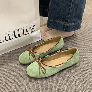 法式仙女风配裙子蝴蝶结芭蕾舞鞋女2026春季新款圆头平底玛丽珍鞋