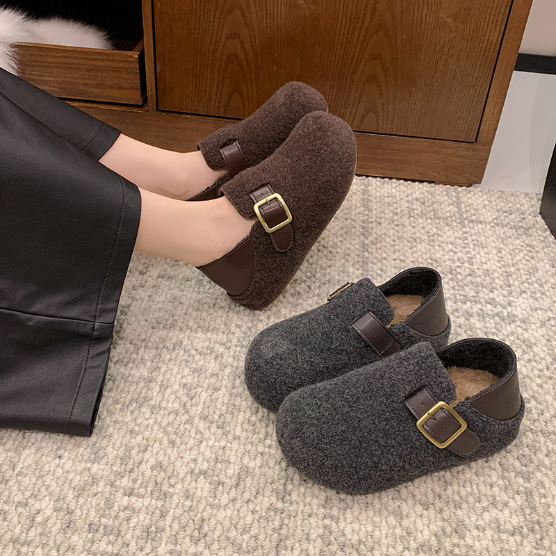 厚底复古内增高两穿勃肯鞋棉鞋女