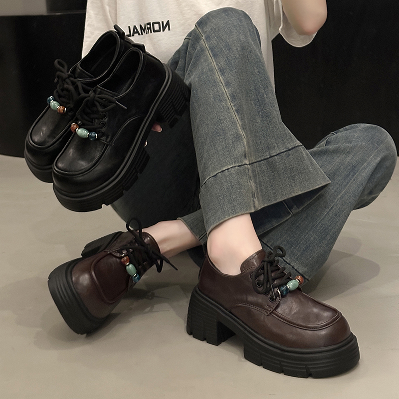 厚底粗跟英伦风小皮鞋女玛丽珍鞋