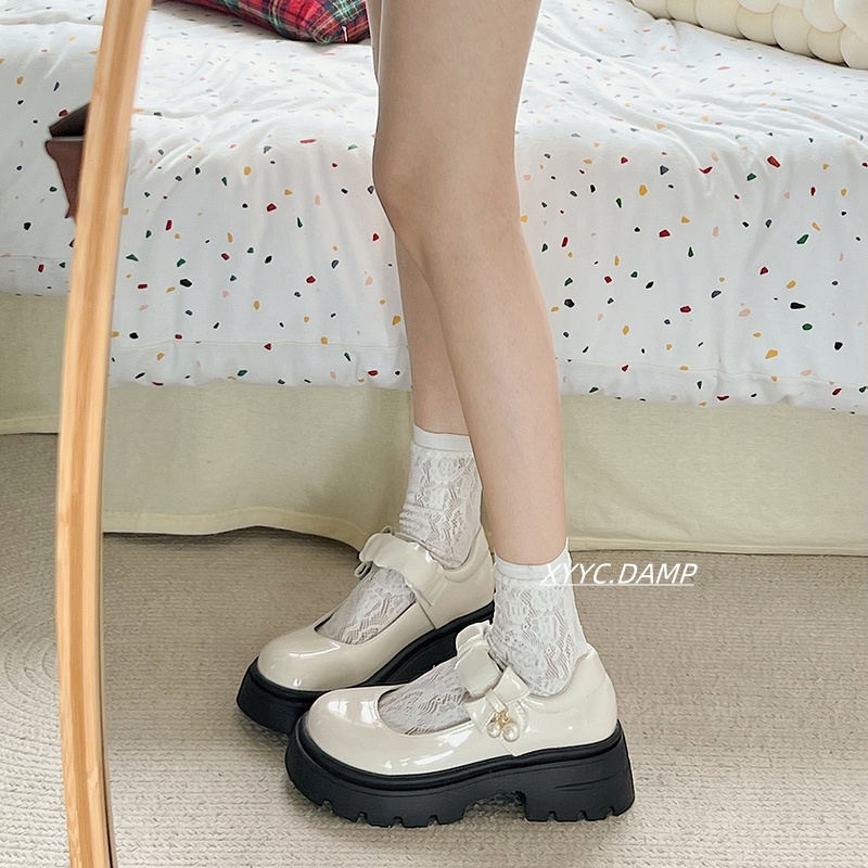 法式玛丽珍小皮鞋女厚底2025春夏新款增高jk鞋粗跟圆头配裙子单鞋