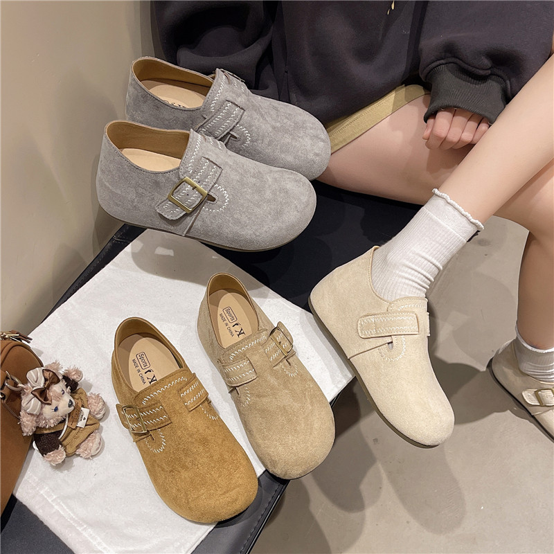 厚底内增高勃肯鞋女2026春季新款鞋子学生百搭爆款休闲豆豆乐福鞋