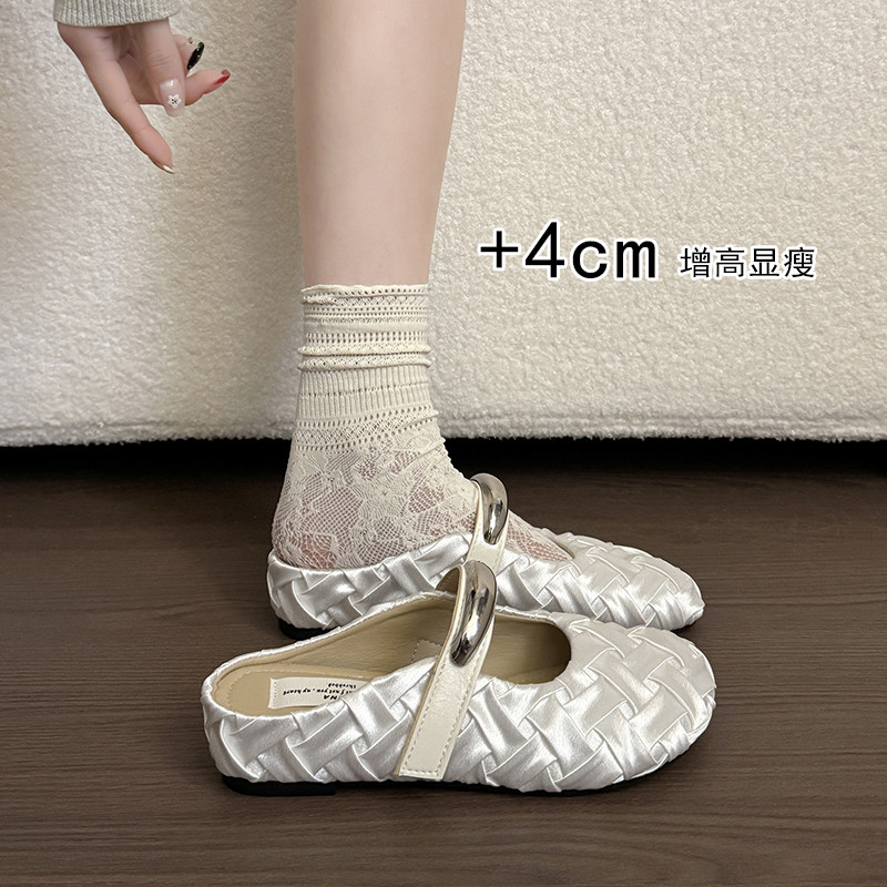 厚底内增高勃肯鞋包头半拖鞋女夏外穿2026新款一脚蹬配裙子凉拖鞋