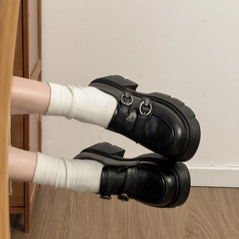 小个子厚底增高乐福鞋女JK小皮鞋