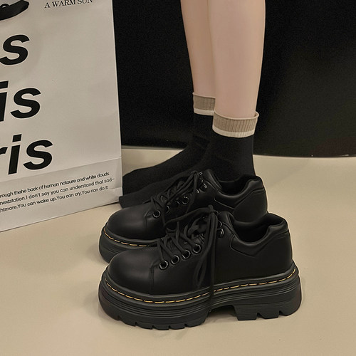 英伦小皮鞋女加绒乐福鞋配裙子