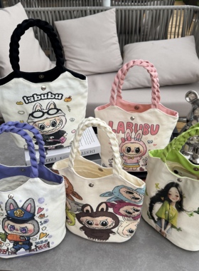 新款帆布包拉布布手提小包ins可爱卡通水桶包遛弯包饭盒包帆布袋
