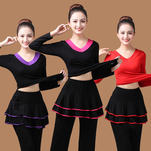 裙裤 短袖 大妈跳舞演出服松紧腰 套装 广场舞两件套中老年舞蹈服新款