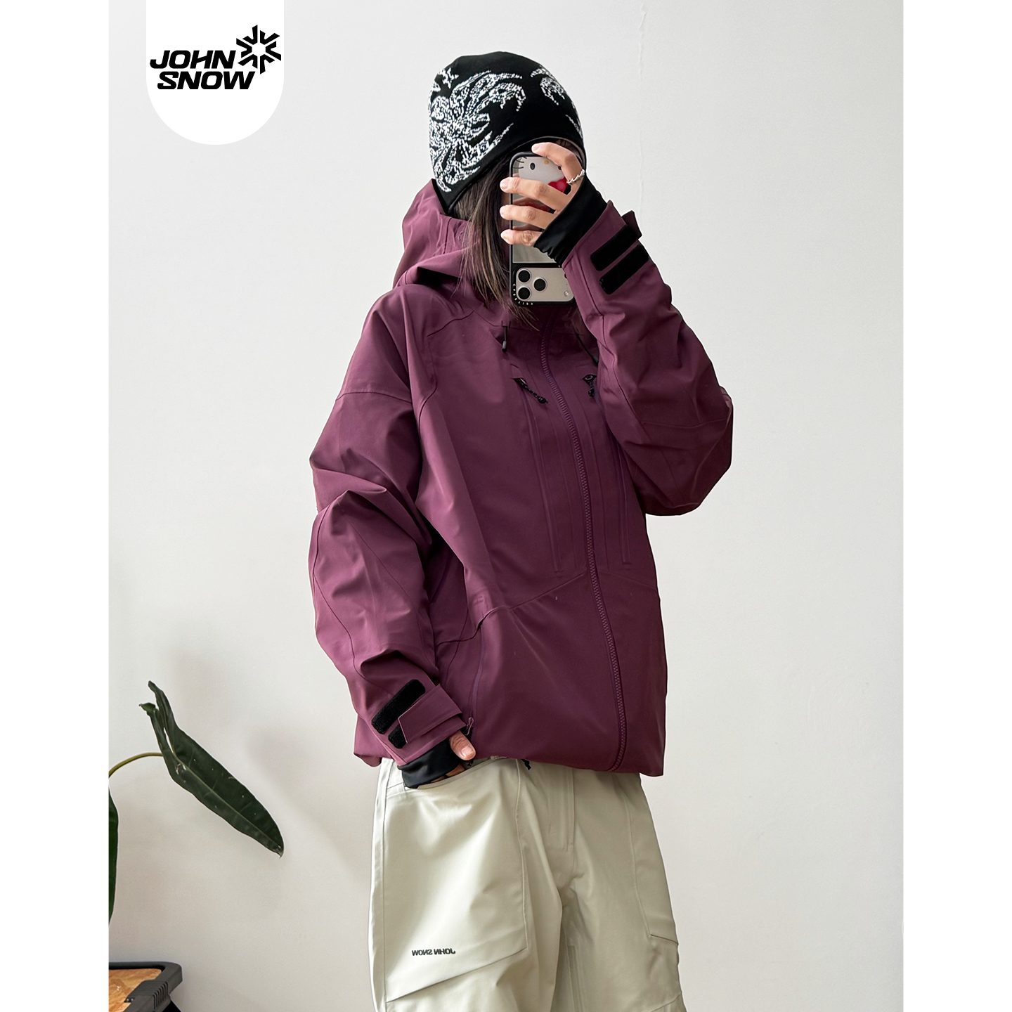 John snow硬壳滑雪服女款男单板防水防风2025新款全压胶滑雪上衣