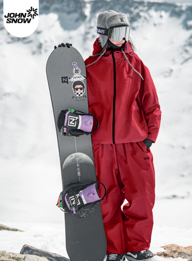 John snow滑雪服套装女款单板宽松保暖防水加棉加厚专业压胶雪服