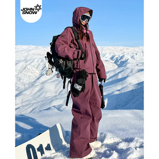 Johnsnow硬壳滑雪服套装单板3L女款超好看男专业防水2025新款雪衣