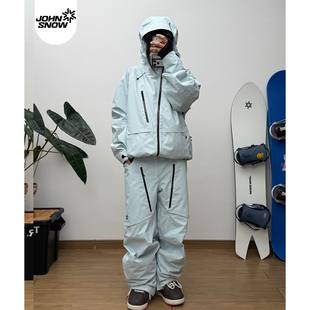John 女男款 单板专业防水防风2025新款 全压胶雪服 snow滑雪服套装