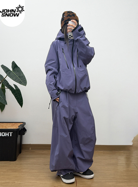 John snow滑雪服套装女26新款硬壳专业单板防水防风耐磨压胶雪服