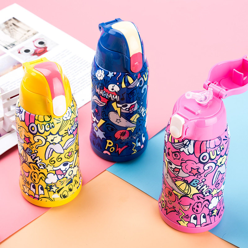 邦达316儿童保温杯小学生带吸管防摔水杯幼儿园可携式大容量水壶