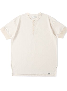 NATIVEWELL无缝桶织亨利领短袖长袖teeT恤成衣染色美式复古长绒棉