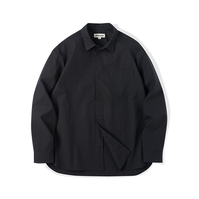 NATIVEWELL小蓝格长袖衬衫高密日本长绒棉面料微宽松通勤挺阔