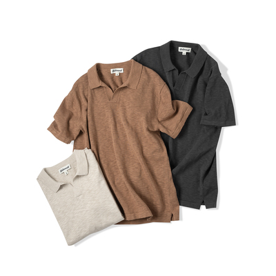 NATIVEWELL竹节纱强捻海鸥领针织polo干爽透气通勤休闲短袖