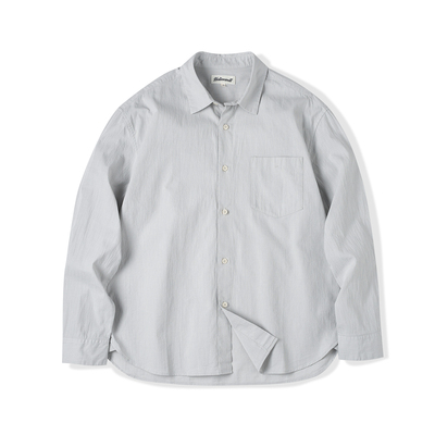 NATIVEWELL自然棉皱长绒棉长袖衬衫色织手感干爽硬挺微宽松细格纹